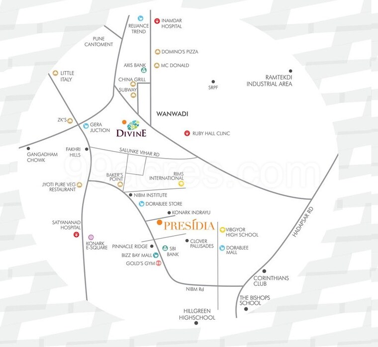 Map Location, kundan-presidia 3 Bedroom 3375 Sq.Ft. Penthouse In Nibm Road Pune 9161591