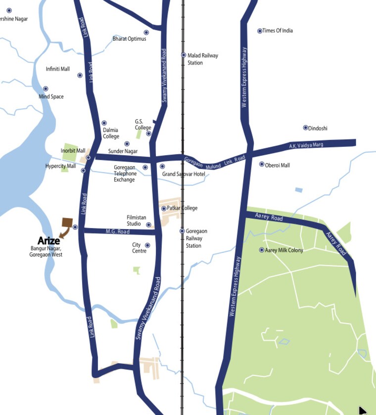 Map Location, bharat-arize 2.5 Bedroom 750 Sq.Ft. Apartment In Goregaon West Mumbai 9162313