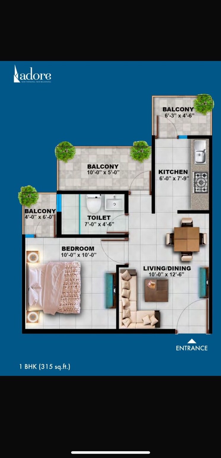 Floor Plan, adore-samriddhi 1 Bedroom 320 Sq.Ft. Apartment In Sector 89 Faridabad 9163561