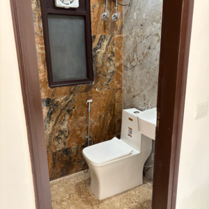 Bathroom in 3 BHK Apartment at Lajpat Nagar – for Rent