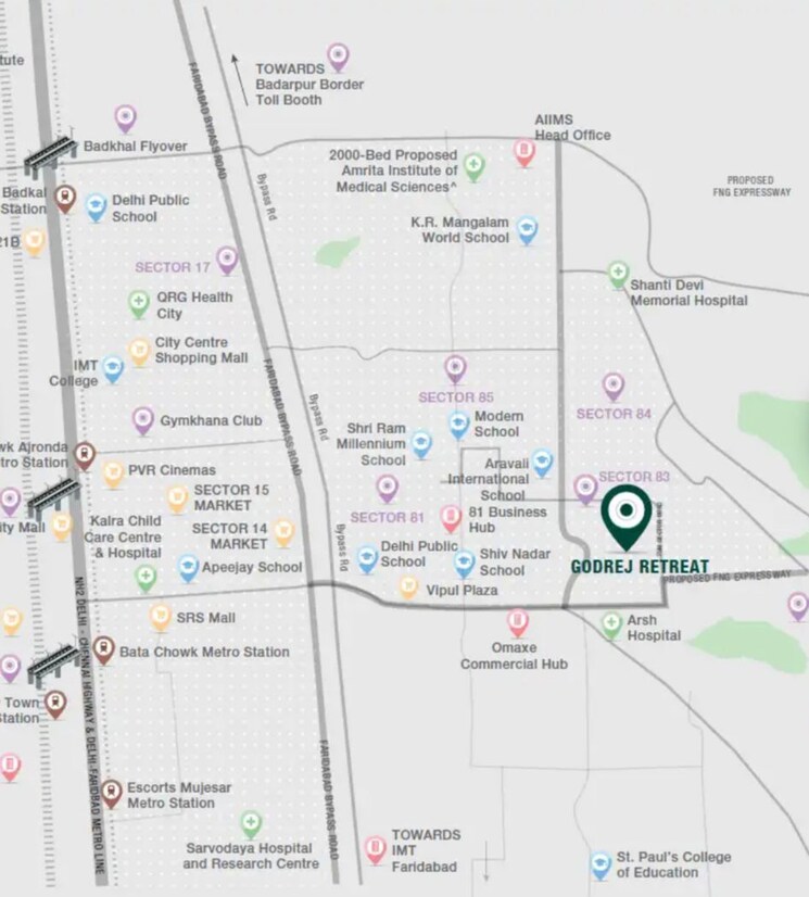 Map Location, godrej-retreat  981 Sq.Ft. Plot In Sector 83 Faridabad 9165331