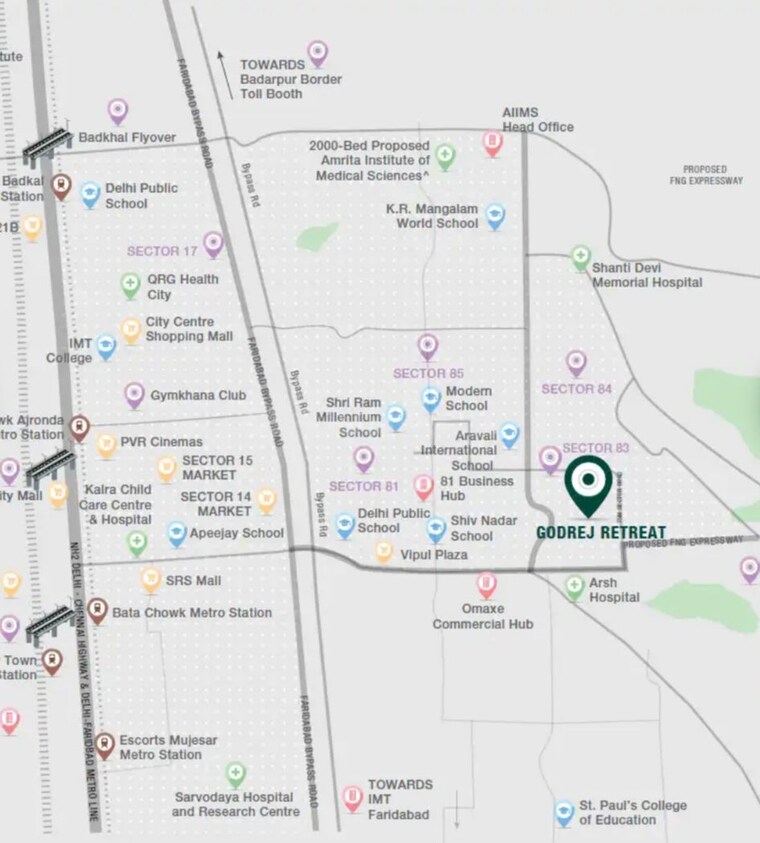 Map Location, godrej-retreat  981 Sq.Ft. Plot In Sector 83 Faridabad 9165331