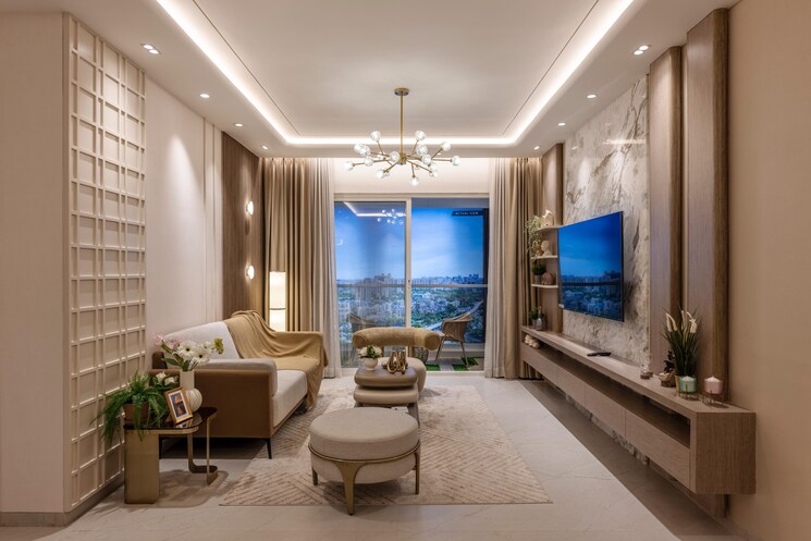 Living Room, dosti-willow 3 Bedroom 1264 Sq.Ft. Apartment In Balkum Pada Thane 9166263