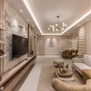 Living Room in 3 BHK Apartment at Dosti Willow, Kolshet Industrial Area – for Sale