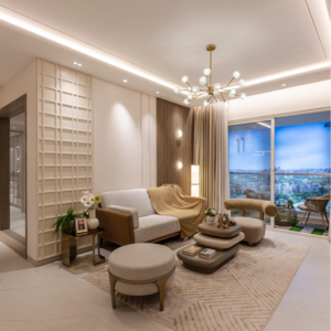 Living Room in 3 BHK Apartment at Dosti Willow, Kolshet Industrial Area – for Sale