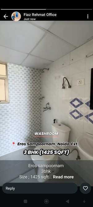 Bathroom in 3 BHK Apartment at Eros Sampoornam, Sector 2 Greater Noida – for Sale