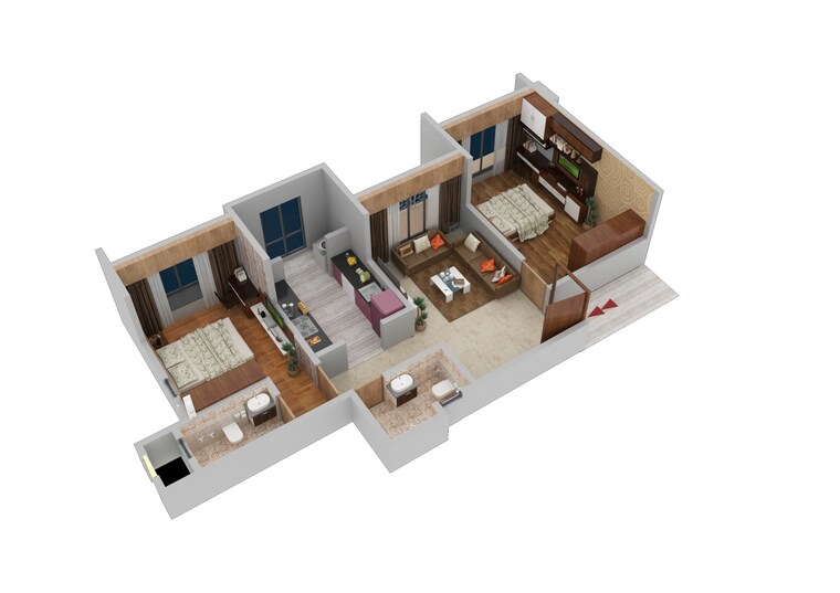 Floor Plan, thane west 2 Bedroom 760 Sq.Ft. Apartment In Thane West Thane 9168203