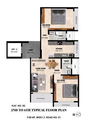 Floor Plan in 1 BHK Apartment at Meghna Riviera, Goregaon West – for Sale