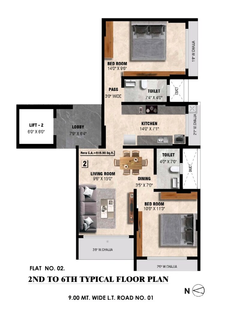Floor Plan, meghna-riviera 1 Bedroom 417 Sq.Ft. Apartment In Goregaon West Mumbai 9168245