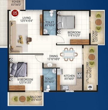 Floor Plan in 2 BHK Apartment at VKK Grand, Horamavu – for Sale