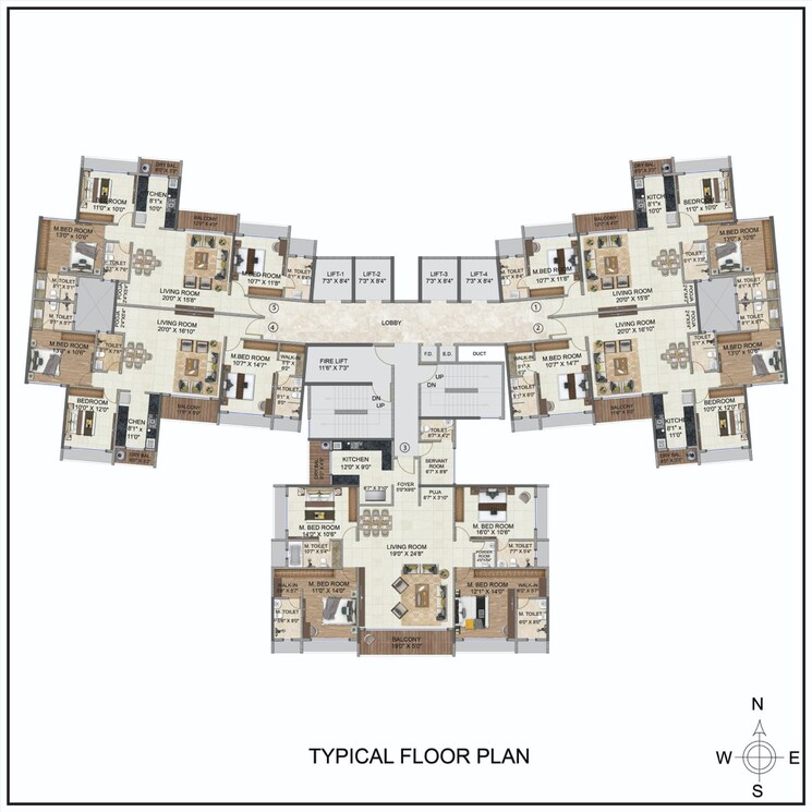 Floor Plan, nova-10-elegance 3 Bedroom 1230 Sq.Ft. Apartment In Kharghar Sector 37 Navi Mumbai 9169406