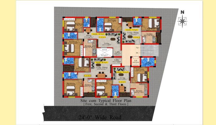 Master Plan, venster-apartment 3 Bedroom 1211 Sq.Ft. Apartment In Iyyappanthangal Chennai 9169786