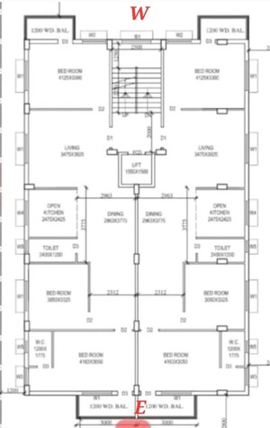 Floor Plan in 3 BHK Apartment at New Town – for Sale