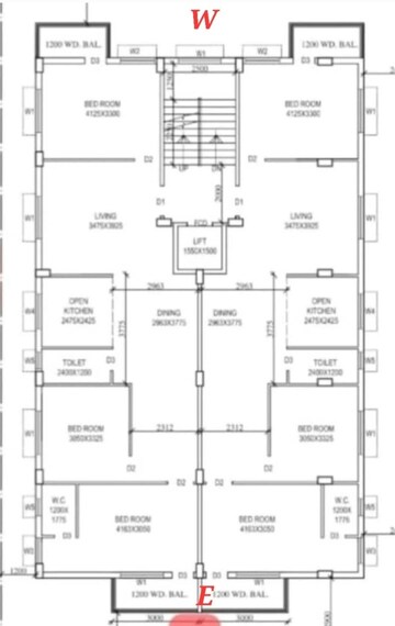 Floor Plan in 3 BHK Apartment at New Town – for Sale