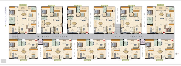 Floor Plan, green-meadows-ameenpur 2 Bedroom 1150 Sq.Ft. Apartment In Ameenpur Hyderabad 9173356