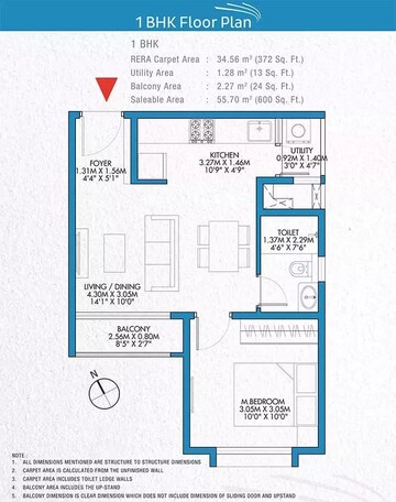 Floor Plan in 1 BHK Apartment at Godrej Park Retreat, Sarjapur Road – for Sale