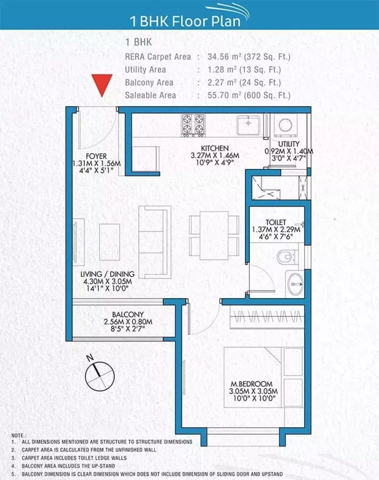 Floor Plan, godrej-park-retreat 1 Bedroom 600 Sq.Ft. Apartment In Sarjapur Road Bangalore 9175969