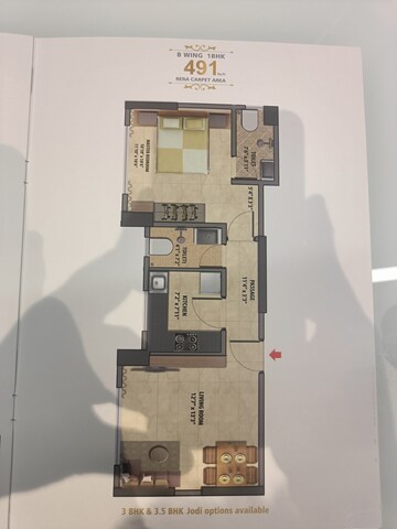 Floor Plan in 1 BHK Apartment at Space Shreeji Serenity, Dadar East – for Sale