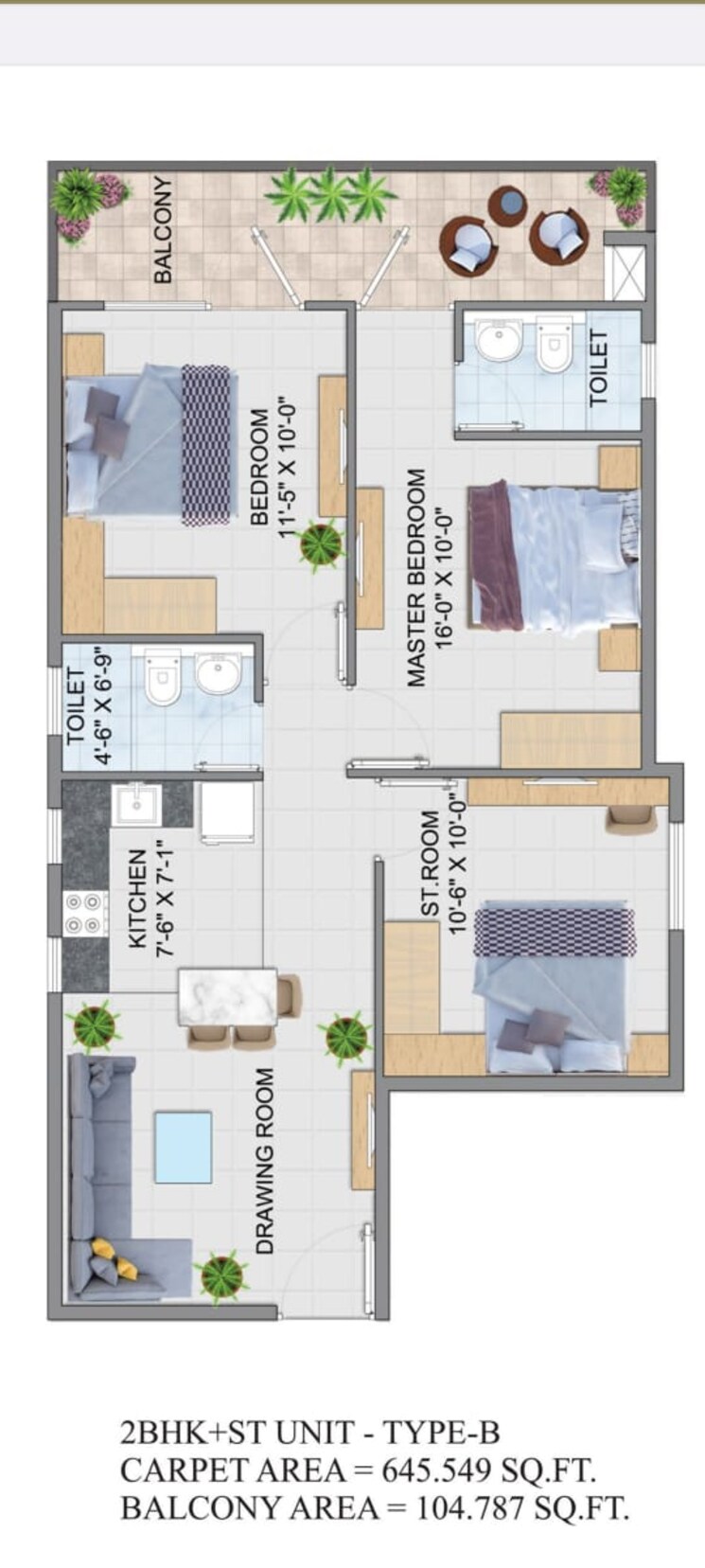 Floor Plan, rof-amaltas 3 Bedroom 750 Sq.Ft. Apartment In Sector 92 Gurgaon 9178255