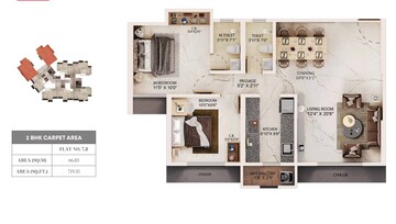 Floor Plan in 2 BHK Apartment at Amaatra Tropical Bliss, Kavesar – for Sale