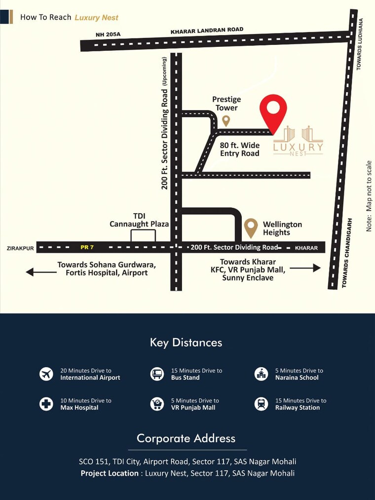 Map Location, sector 117 2 Bedroom 990 Sq.Ft. Apartment In Sector 117 Mohali 9180020