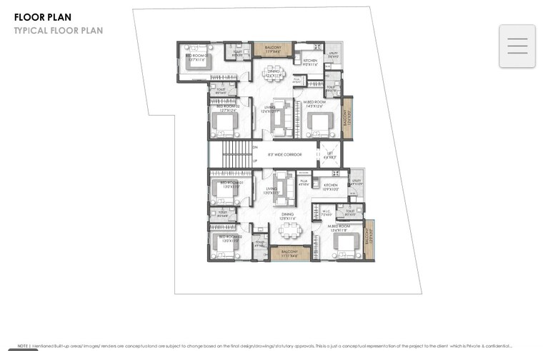 Floor Plan, lb nagar 3 Bedroom 1798 Sq.Ft. Apartment In Lb Nagar Hyderabad 9181099