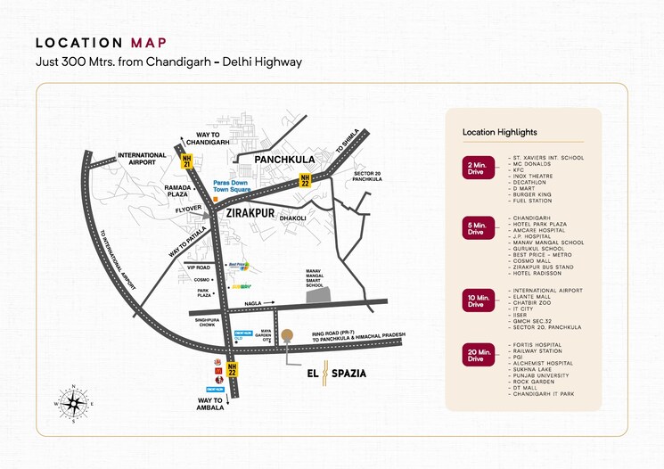 Map Location, allwin-el-spazia 3 Bedroom 1638 Sq.Ft. Apartment In Sanauli Zirakpur 9182284