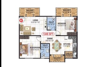 Floor Plan in 2 BHK Apartment at Saranya Swarovski, Belathur – for Sale