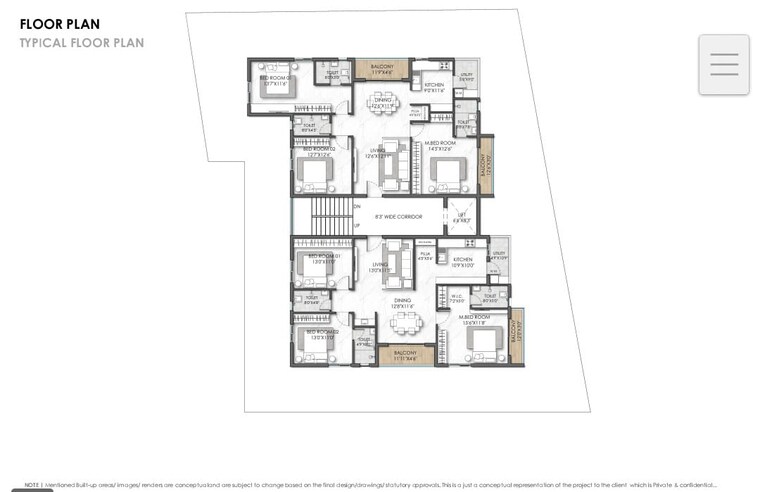 Floor Plan, lb nagar 3 Bedroom 1800 Sq.Ft. Apartment In Lb Nagar Hyderabad 9183961