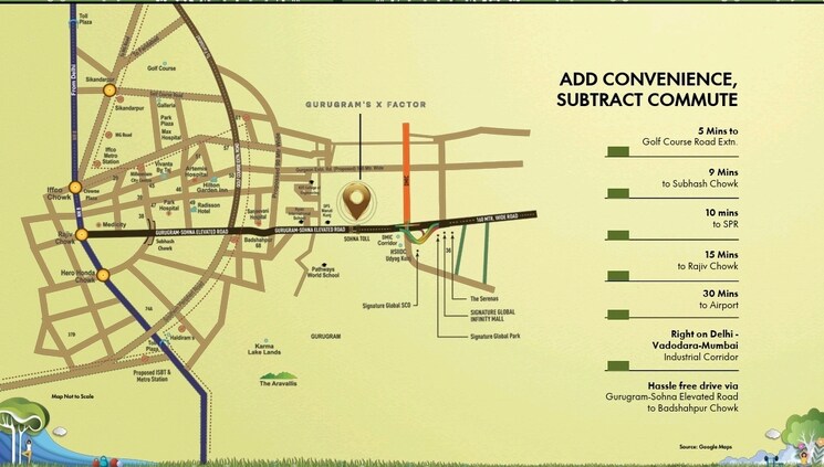 Map Location, signature-global-daxin-vistas 3 Bedroom 1550 Sq.Ft. Builder Floor In Bhondsi Gurgaon 9184557