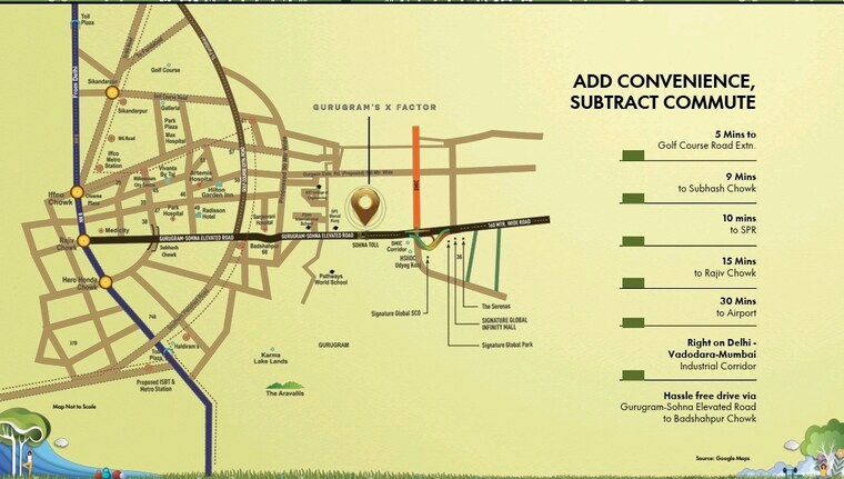 Map Location, signature-global-daxin-vistas 3 Bedroom 1550 Sq.Ft. Builder Floor In Bhondsi Gurgaon 9184557