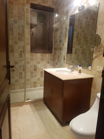 Bathroom in 3 BHK Builder Floor at Boutique Residential Apartments A 3 2, Vasant Vihar – for Rent