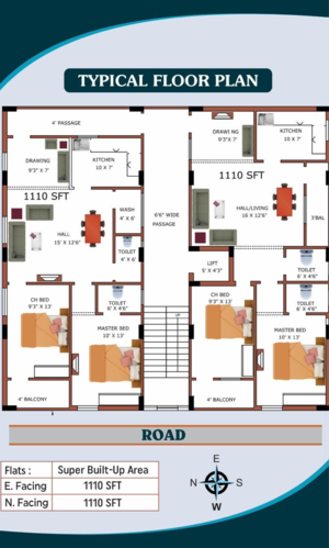 Floor Plan in 2 BHK Apartment at Meerpet – for Sale