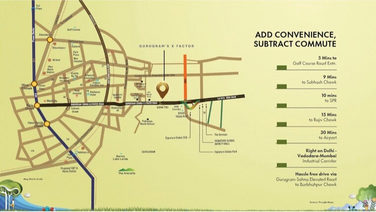 Map Location, signature-global-daxin-vistas 3 Bedroom 1550 Sq.Ft. Apartment In Bhondsi Gurgaon 9186506