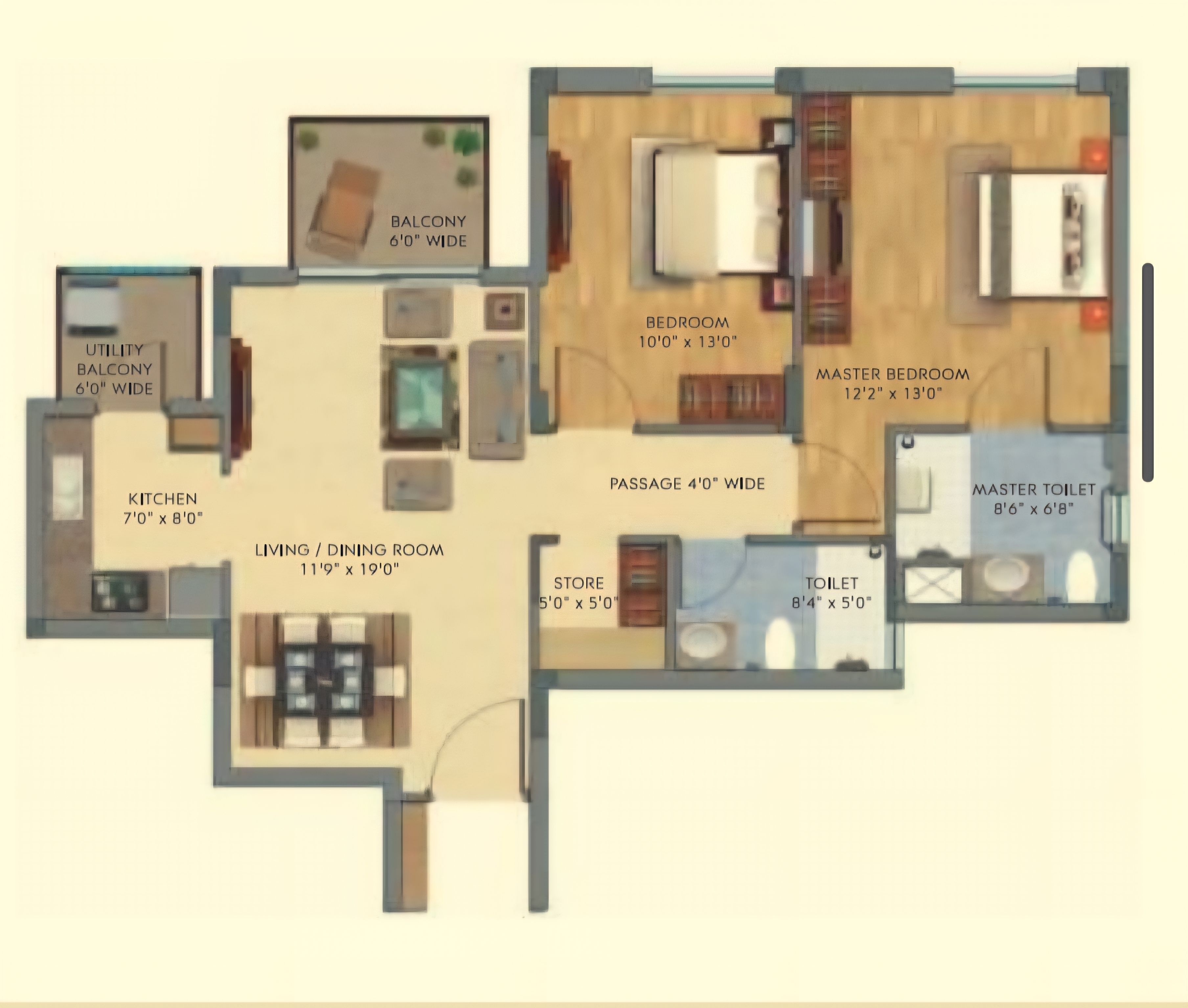 2.5 BHK + Extra Room 1300 Sq.Ft. Apartment in Silverglades The Melia First Citizen