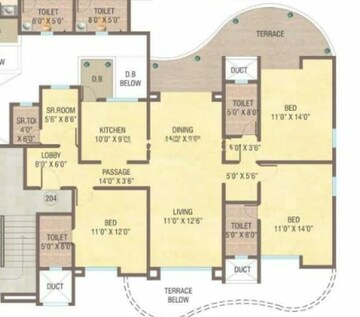 Floor Plan in 3.5 BHK Apartment at Yash Twin Tower, Baner – for Sale