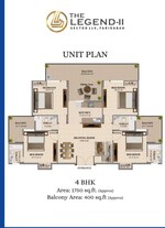 4 BHK 1700 Sq.Ft. Apartment in Adore Legend 2