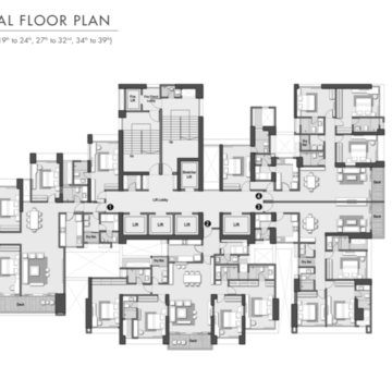 Floor Plan in 4 BHK Apartment at Raheja Imperia, Empire Mill – for Sale