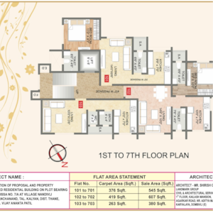 Floor Plan in 1 BHK Apartment at Yesu Anand Residency, Kalyan Shilphata Road – for Sale