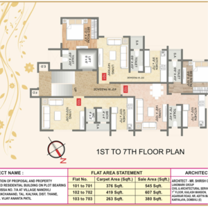 Floor Plan in 1 BHK Apartment at Yesu Anand Residency, Kalyan Shilphata Road – for Sale