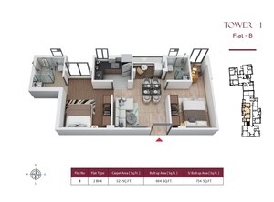 Floor Plan in 3 BHK Apartment at Keshtopur – for Sale