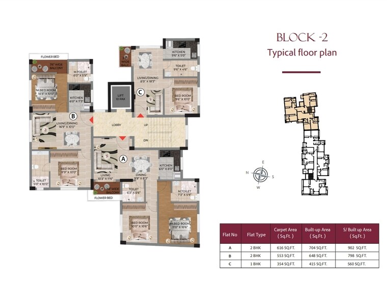 Floor Plan, keshtopur 3 Bedroom 1000 Sq.Ft. Apartment In Keshtopur Kolkata 9192268