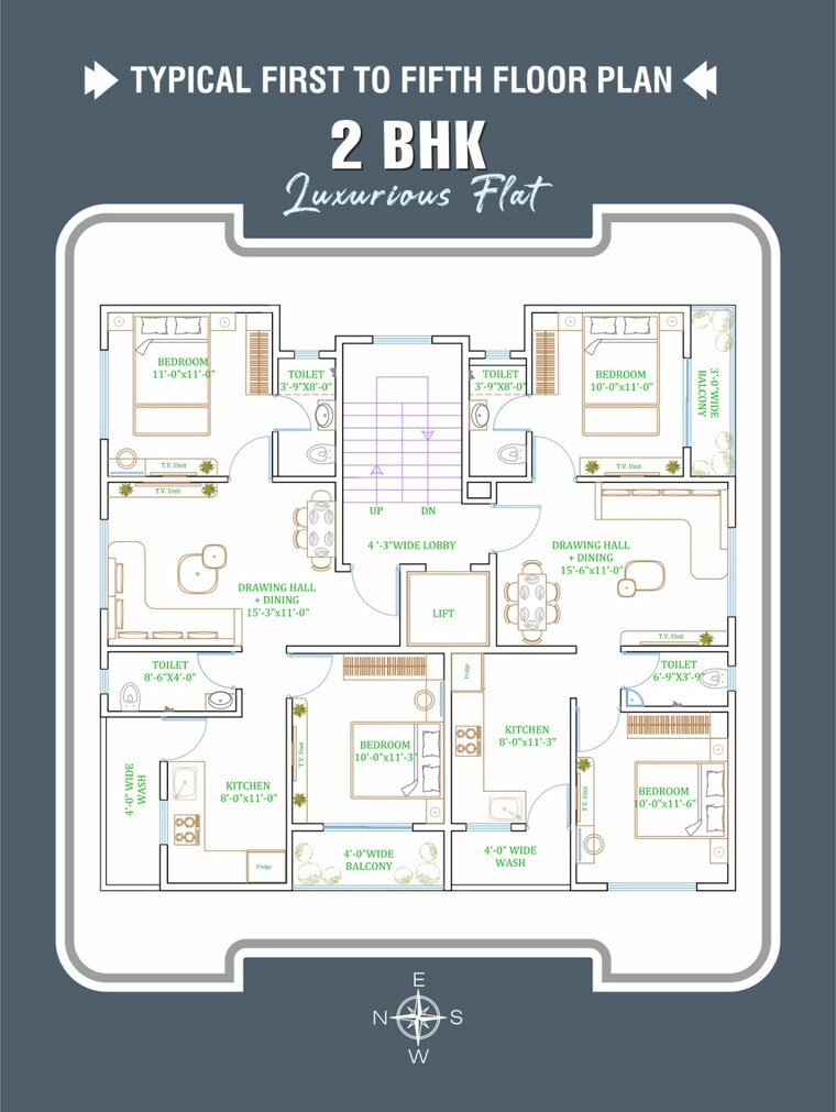 Floor Plan, besa pipla rd 3 Bedroom 1100 Sq.Ft. Apartment In Besa Pipla rd Nagpur 9192314