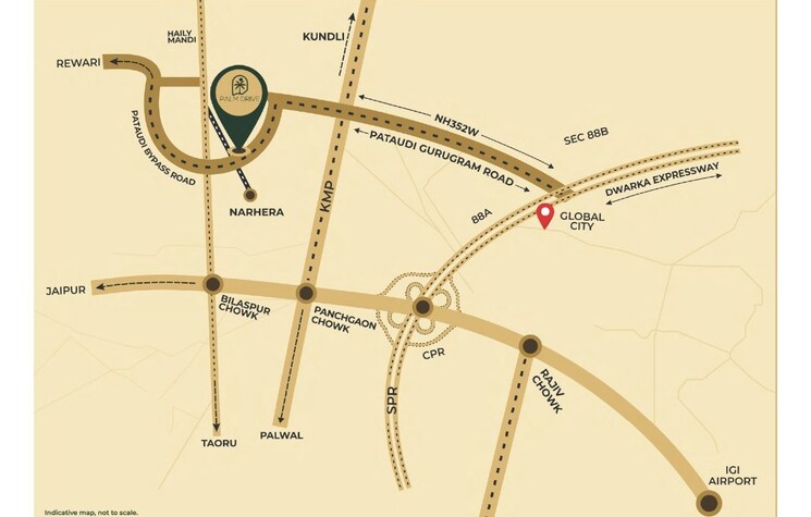 Map Location, vks-palm-drive  133 Sq.Yd. Plot In Pataudi Gurgaon 9192877