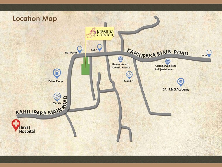 Map Location, kahilipara 2 Bedroom 1193 Sq.Ft. Apartment In Kahilipara Guwahati 9193631