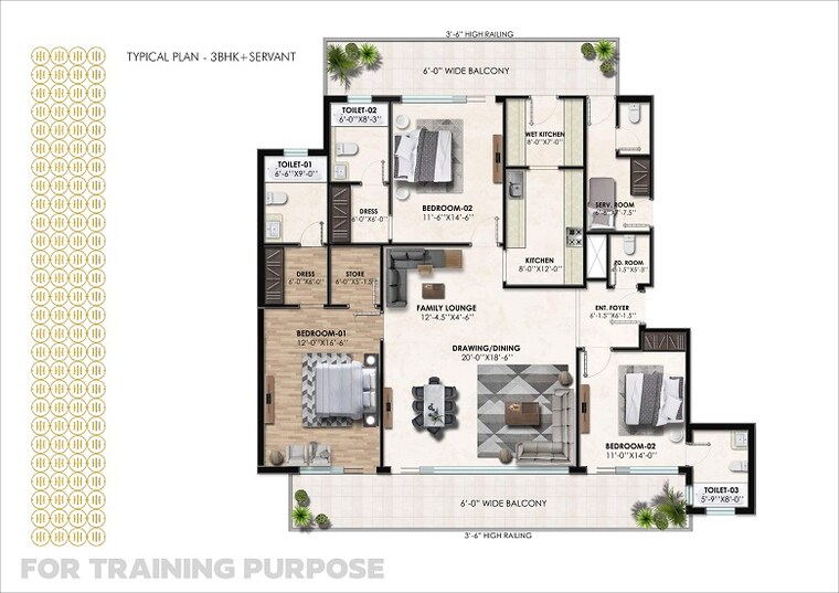 Floor Plan, sector 88 3 Bedroom 2606 Sq.Ft. Apartment In Sector 88 Mohali 9194637