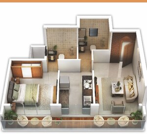 Floor Plan in 1 BHK Apartment at SM Tulip Navi Mumbai, Ulwe – for Sale