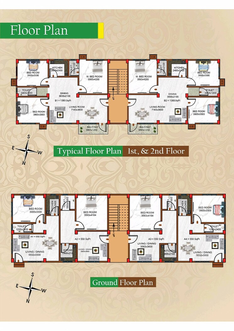 Floor Plan, kahilipara 3 Bedroom 1385 Sq.Ft. Apartment In Kahilipara Guwahati 9195671