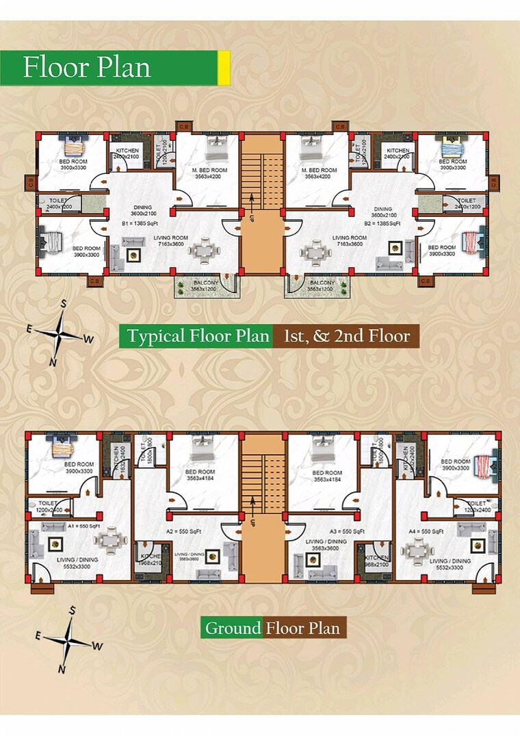 Floor Plan, kahilipara 3 Bedroom 1385 Sq.Ft. Apartment In Kahilipara Guwahati 9195671