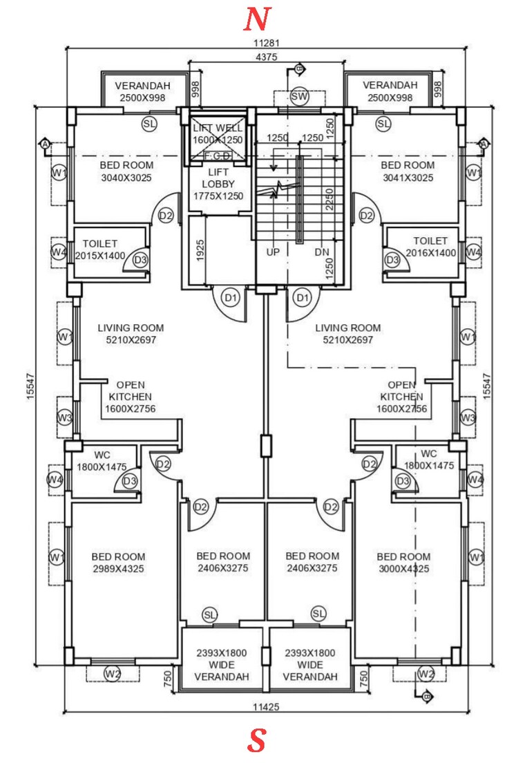 Floor Plan, new town 3 Bedroom 1250 Sq.Ft. Apartment In New Town Kolkata 9196692